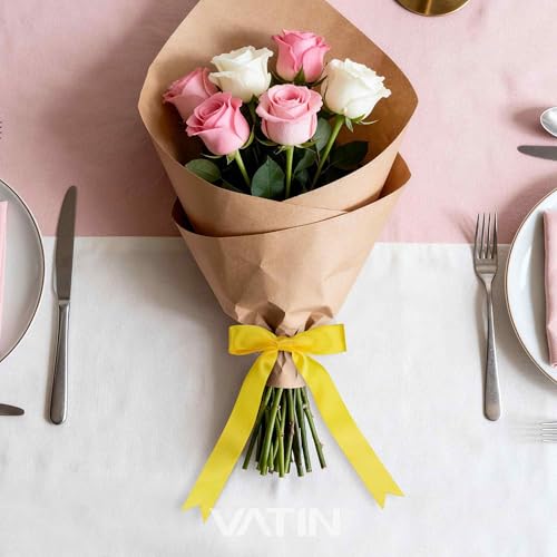 VATIN Double Face Daffodil Satin Ribbon 1" Continuous 25 Yards,Yellow Polyester Fabric Ribbon use for Bows Bouquet, Gift Wrapping, Floral Arrangement Wedding Decoration - Thumbnail 3