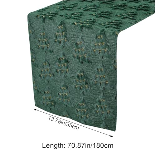 Chemin de table Noël fausse fourrure verte pour table chaleureuse - 5