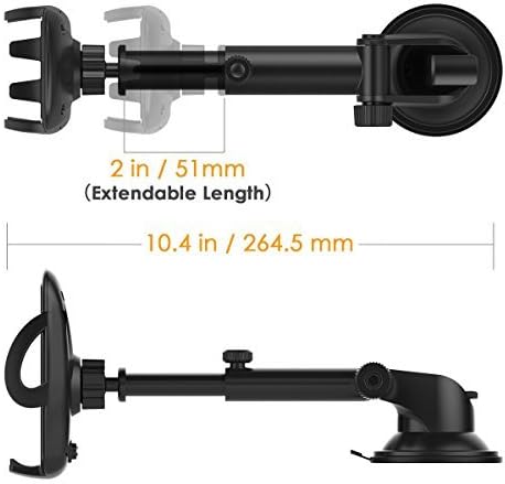 Vantrue Car Mount Phone Holder with telescoping Long Arm Quick Release Button for iPhone 8/8Plus/7Plus/7/6S Plus/6Plus/6S/6/5S, Galaxy S8/S7Edge/S7/S6/S6Edge, Note8/5/4, Google Pixel XL Nexus 6 6P 5X