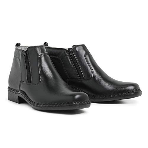 Botina Social Ortopédica Bota Antiestresse Couro Palmilha Gel Marrom Cor:Preto;Tamanho:41
