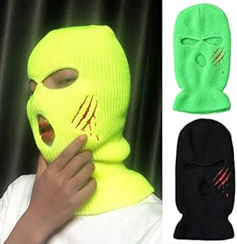 2 Pack Bivakmuts Shiesty Masker Distressed Voor Vrouwen Mannen, Ski Masker Volledige Gezichtsbedekking Met Één Gat Warmer Gebreide Bivakmuts Voor Buitenactiviteiten(Black Red