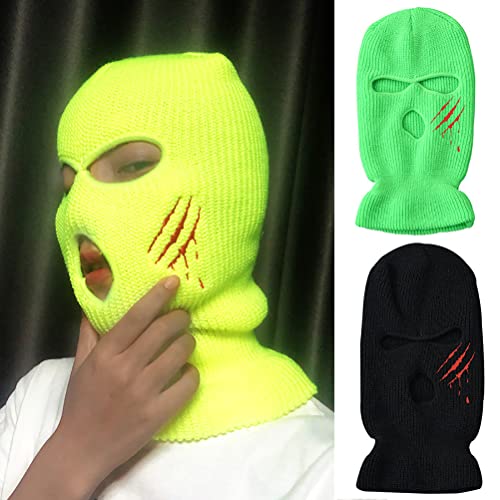 Máscara de cara con tres agujeros tejida para invierno, cubreboca y protector de cuello para ciclismo, correr y esquí, balaclava unisex para hombres y mujeres miniatura 5