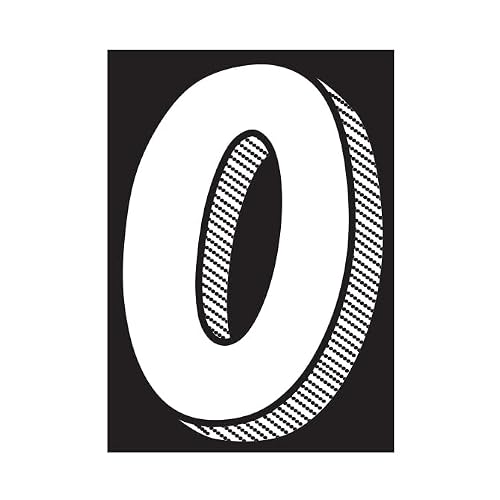#0 Number Window Stickers 7.5" White on Black Weatherproof Vinyl, 36 Pack