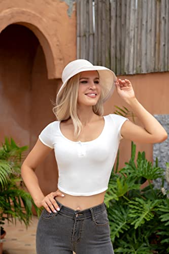 Myfsma Wide Brim Womens Sun Hat, Fishing Hats Uv Protection Bucket Hat, Fisherman Packable Cute For Travel (Beige) #TOP5