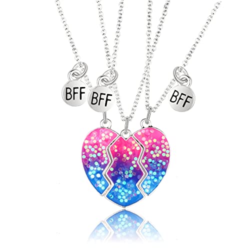 COLORFUL BLING 2-3PCS Half Split Heart BFF Necklace Cute Avocado Cat Matching Pendant Necklace Sisters by Heart Friendship Jewelry