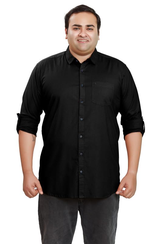 Image of BE ACTIVE Plus Size Lycra Cotton Satin for Men Shirts|| All Plus Size Men|| Cotton Stylish Full Sleeves Shirt for Men