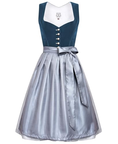 DIRNDLSTERN Damen Midi Blau - Dirndlkleid...