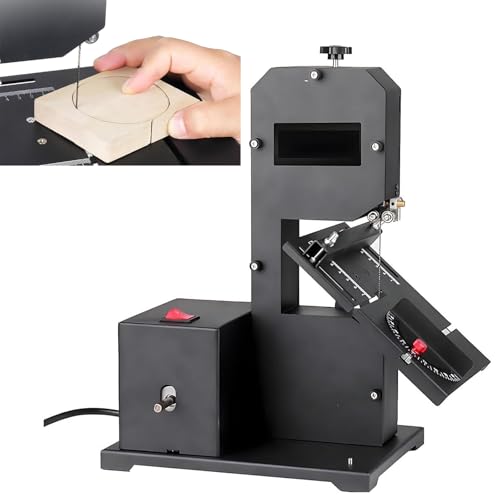 Sierra de Cinta Profesional de sobremesa para pequeños talleres, Altura de Corte de 70 mm, 800 W, Ajustable (0-45°), Mesa inclinable para Metal, Corta