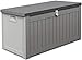 SunTime Ontario 190L Outdoor Plastic Garden Furniture Storage Box With Strapped Lid, 96 x 45 x 49cm - Grey