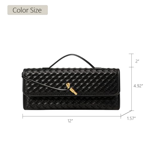 Image of JYG Woven Handbag for Women Fashion Evening Shoulder Bag PU Leather Handmade Clutch Purse Casual Crossbody Bags
