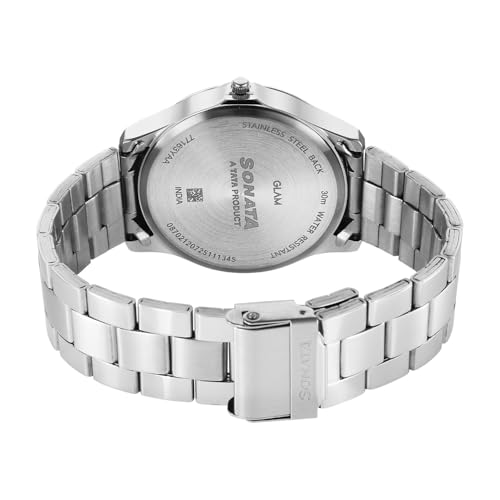 Image of Sonata Traditional Essentials Quartz Analog Silver Round Dial Men's Watch - 77163SM02W