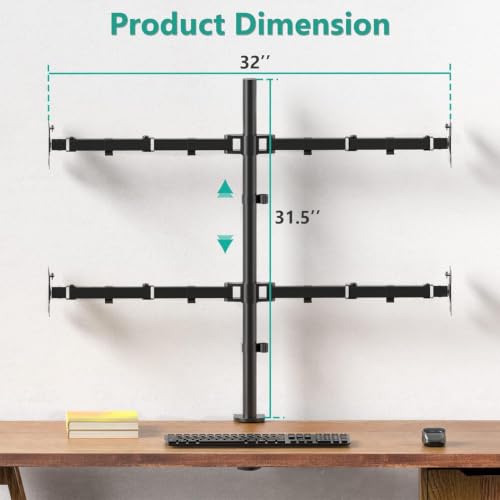 Image of Audiovan Monitor Desk Mount, 4 Monitor Stand Fits Heavy Duty Computer Screen up to 27 inch, Full Adjustable Monitor Arm Holds up to 22 lbs per Arm, Black