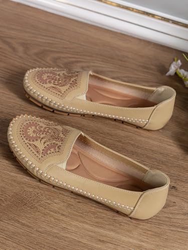 Image of Loafers for Women Leather Business Casual Shoes Comfortable Lightweight Penny Loafers Slip On Work Flats Moccasins Driving Boat Shoes