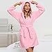 Women Short Fuzzy Robe Hood Cute Plush Bathrobe Cozy Soft Bathrobe Hooded Fashion Fleece Housecoat With Pockets