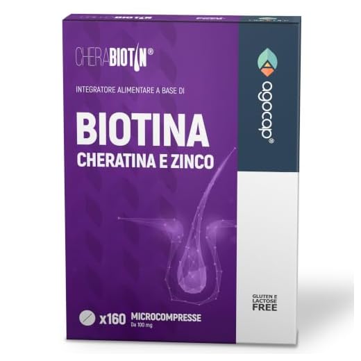 Cherabiotin, integratori a base di Biotina, Cheratina e Zinco. Vitamine per unghie e pelle. crescita capelli e anticaduta donna. 160 micro compresse, 5 MESI DI FORNITURA