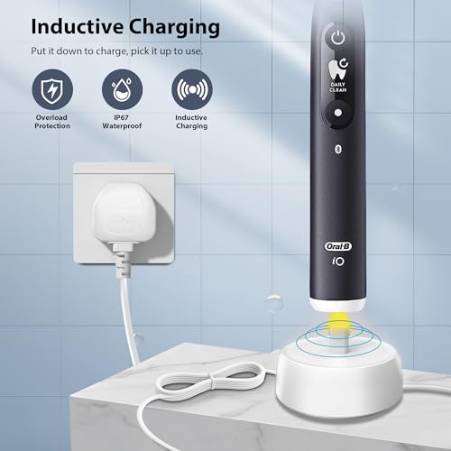 For Oral B Charger, Electric Toothbrush Charger Base For Braun Oral B Pro 3 3500, 2500, 1000, Io6 Io5, Io4, Io3, Genius X, 8000, Smart 6000N, Vitality Pro, Kids, Type 3757 Toothbrush Adapter Uk, 1.2M - 4