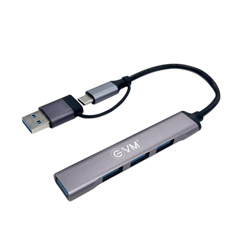 EVM 2-in-1 Four Port USB Hub – Type-C & USB Dual Input – 1 Hub 3.0 + 3 USB 2.0 Ports – 1 Year Warranty (EVMCU4HP)