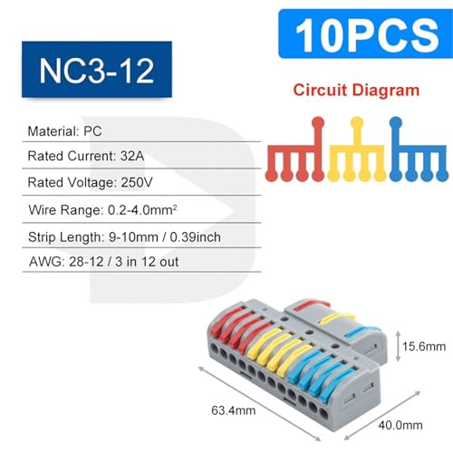 Connecteurs de câblage rapides à levier universels NC-3-12 - 2