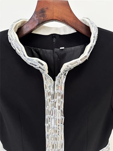 Women's 2025 Designer Party Dress Short Sleeve Luxurious Diamonds Beaded Long Maxi Dresses Elegant Formal Prom Gown4