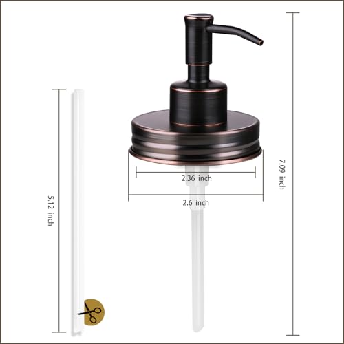 Image of Amolliar Mason Jar Liquid Soap Dispenser Pump, RustProof Stainless Steel Lid, Refill Liquid Soap Pump for Kitchen, Bathroom, Hand, Dish, Lotion Soap Pump, Cute Farmhouse Decor, Oil Rubbed Bronze 2Pack