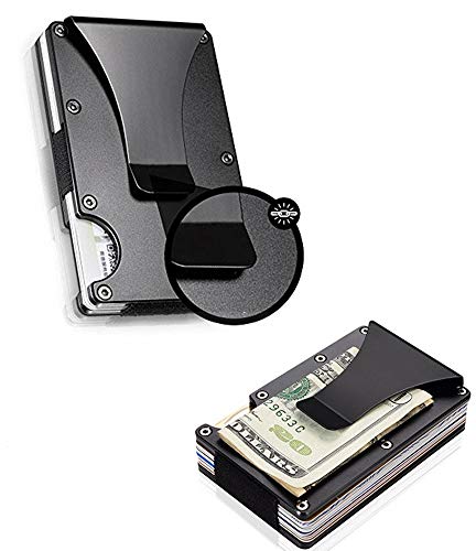 Preisvergleich Produktbild Metal Wallet Kreditkartenhüllen Aviation Aluminium Geldbörse Light Slim Kreditkartenhalter Money Clip mit RFID-Blocking Anti-Dieb Funktion robust & Durable (schwarz)
