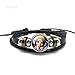 DTTVY Ganesha Black Leather Bracelet Ganesh Glass Cabochon Snap Button Multi-layer Bracelet Bangle Hinduism Lord Amulet Jewelry Gift (Metal Color: as show, #3)