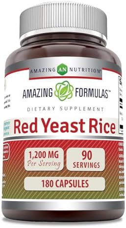 Amazing Formulas Red Yeast Rice 1200mg Per Serving Capsules Supplement | Non-GMO | Gluten Free | Made in USA (180 Count)