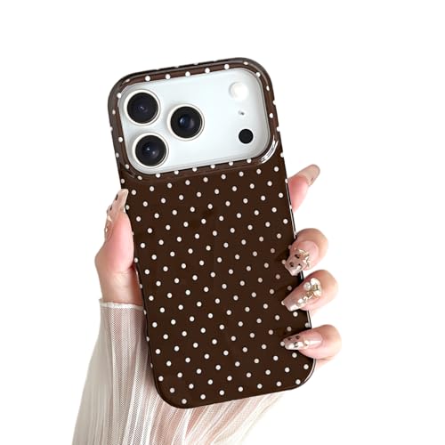 Yeddabox for iPhone 17 Pro Case Cute Polka Dot Phone Case Soft TPU Slim Shockproof Phone Cover for Women Girls,Brown
