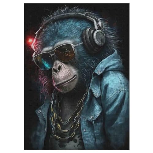 Mono DJ 300 piezas rompecabezas para adultos rompecabezas de madera rompecabezas familiar rompecabezas para aliviar el estrés para niños a partir de 12 años, 42 × 30 cm