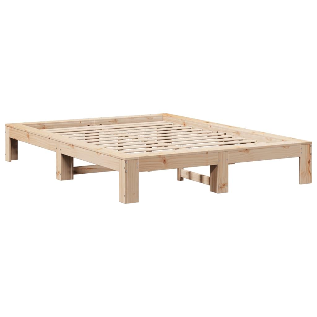 Vidaxl Natural Solid Wood Bed, Wooden Bed Without Mattress, Bed Frame With Slatted Frame, Bed Double Bed For Bedroom, 140 X 190 Cm, Pine Wood