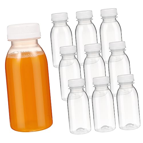 BUGUUYO 10pcs Drink Bottle with Lid Clear Candy Jars Juicing Bottles Plastic Water Bottle Milk Container Reusable Drink Plastic Bottles with Lids Pet Bottles Child Juice The Pet Vial