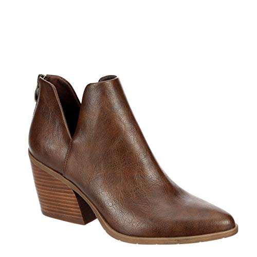 Michael by Michael Shannon Aubrey - Women's Block Heel Pointed Toe Zip Up Bootie Brown, Size 11.0 Medium