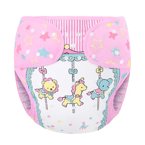 LittleForBig Waschbarer Verstellbarer Wiederverwendbarer Wasserdichter Stoffwindel Überhose Bezug für Erwachsene Einheitsgröße - Kleiner Zirkus