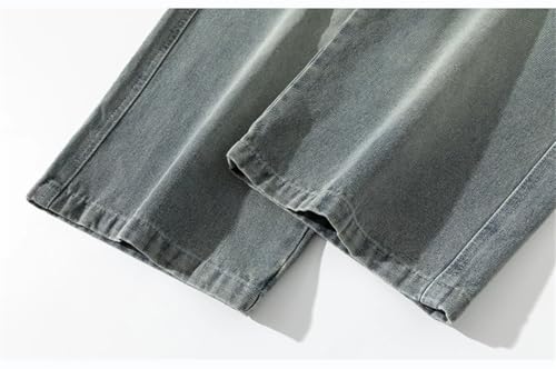 Men Trousers Neutral Solid Color Loose Pocket Cargo Pants Big Wide Leg Washing Jean Pants2