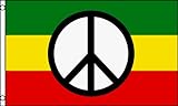 Enganches : Ojales metálicos AZ FLAG Bandera Paz Rasta 150x90cm - Bandera Bob Marley Rasta 90 x 150 cm