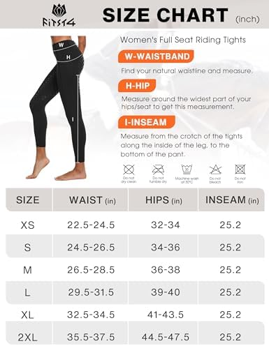 FitsT4 Sports Women's Full Seat Riding Tights Active Silicon Grip Horse Riding Tights Equestrian Breeches Black Size S - 5