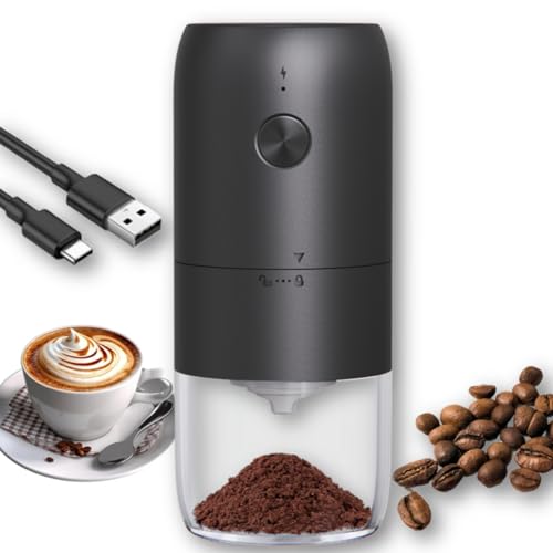 Vinventure Electric Coffee Grinder with Adjustable Coarseness Rechargeable Coffee Bean Grinder of 2-3 Cups for Espresso & Press Portable Coffee Mill with Conical Burr Gift for Christmas