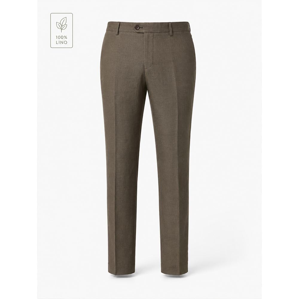 Pantaloni Uomo 100% Lino, vestibilità Regolare, Fresco e Traspirante 624038 col.38 Marrone