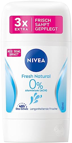 NIVEA Fresh Natural Deo Stick (50 ml), deodorante con formula INFINIFRESH unica, deodorante senza alluminio (ACH) con agenti antibatterici per 48 ore di protezione