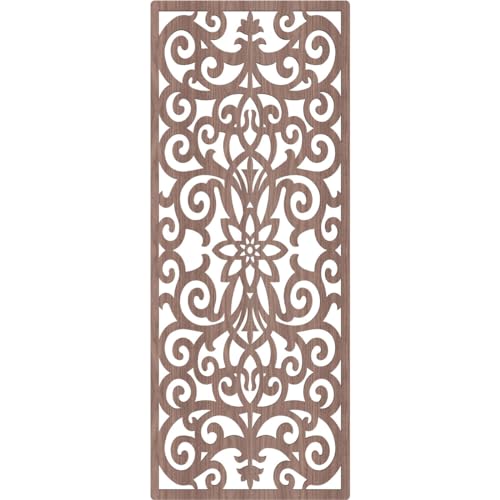 Image of Buel Decorative Pierced Fretwork Wood Wall Panels, 19 3 /8 inchW x 49 3 /8 inchH x 3 /8 inchT, Walnut