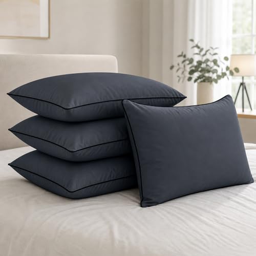 Image of AYKA Premium Microfiber Pillow for Sleeping | Super Soft & Fluffy Bed Pillow | 100% Virgin Microfiber Filling | Hypoallergenic, Breathable | Ideal for All Sleeping Positions 16x24 | Grey | Set of 4