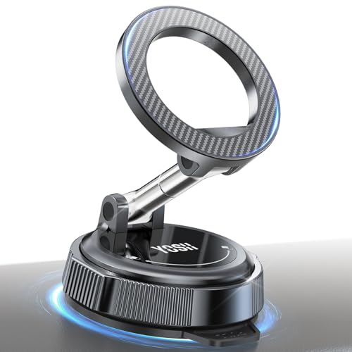 YOSH for MagSafe Car Mount Magnetic Phone Holder for Cars Super Vacuum Suction & 22×N56 Magnets 360 Rotating Longer Arm for Dashboard & Windscreen for iPhone 17-12 Samsung Pixel