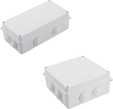 LeMotech ABS Plastic Dustproof Waterproof IP65 Junction Box Universal Electrical Enclosure White 7.9 x 3.9 x 2.8 inch and 5.9 x 4.3 x 2.8 inch