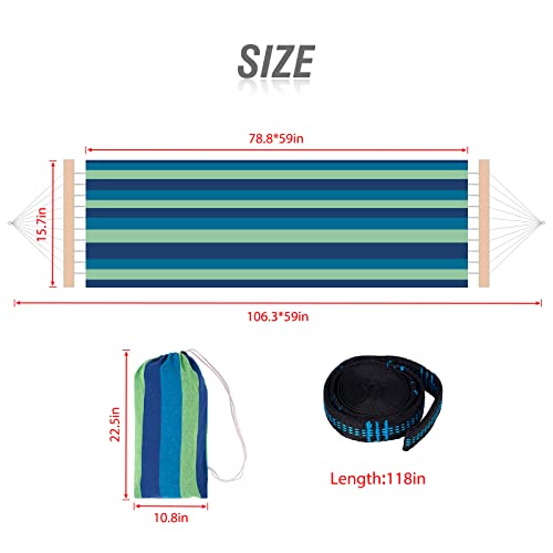 Outdoor Wind Cotton Hammock With Spreader Bar,Portable Camping Hammock With Travel Bag,Tree Straps Kit,Perfect For Garden,Patio And Backyard #TOP3