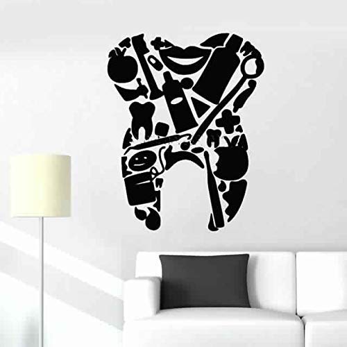 Dental Wall Stickers for Clinic Dental Tools Tooth Shape Vinyl cals Dentist Office Wall cor murals Art Teeth Stickers pare Dental Decor Size(45X60 cm)-image-31