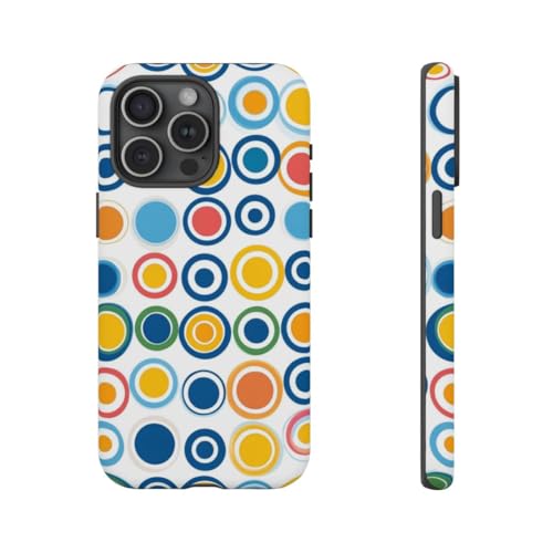Coque rigide mate iPhone 15 Pro Max motif circulaire coloré bleu premium