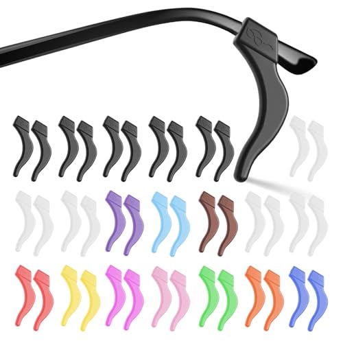 topstart 20 Pairs Eye Glasses Ear Grippers, Anti-Slip Glass Ear Hook Comfort Silicone Eyeglasses Ear Cushion for Behind the Ear for Glasses Sunglasses Reading Glasses Retainers for Kids Adults