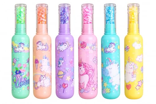 ECLET 6 Pcs Unicorn Bottle Shape Highlighter Set | Cute Pastel Multicolour Fluorescent Marker Pens for Students, Study Notes, Journaling, School & Office