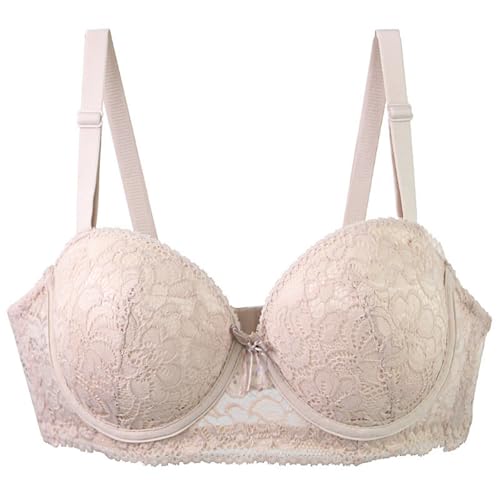 Women's Underwire Lace Bra for Large Bust - Sexy Full-Coverage Push Up Unlined Plus Size T-Shirt Bra