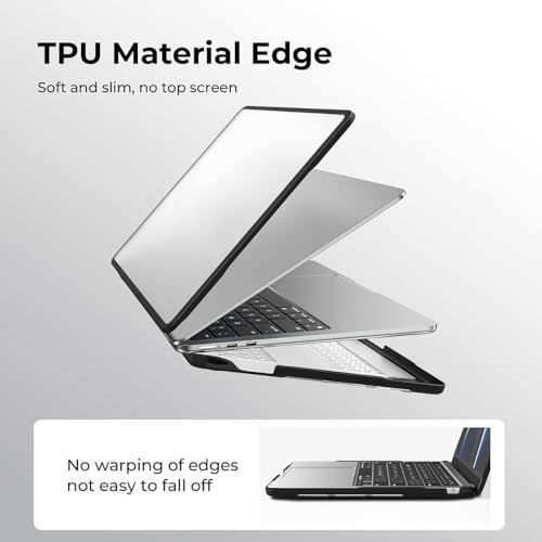 Image of TechTrendz Compatible with MacBook Air 13 inch Case 2025 2024-2022 M4 M3 M2 A3113 A2681 Cover, Anti-Cracking, Anti-Fingerprint Hard Shell Soft TPU Bumper PC for Air 13.6 inch Case Cover, Frosted Black